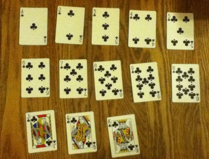 Stacked deck arranged in a mathematical card sequence for magic